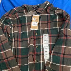 Eddie Bauer Green and Brown Flannel Shirt size s